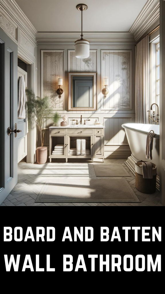 board and batten wall bathroom