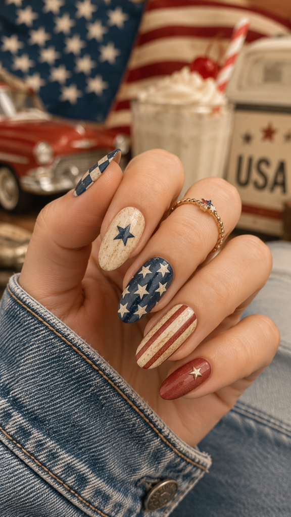 🥈 Best 2 Vintage Americana Nails with Retro Charm