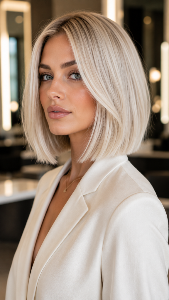 🥉 Best 3 Icy Platinum Blonde Sleek Luxe Bob
