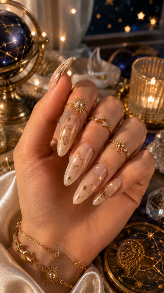🌟 Best 3 Celestial Leo Nails With Constellation and Lion Art