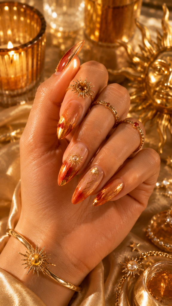 🔥 Best 2 Fiery Sunset Leo Nails With Bold Zodiac Glamour