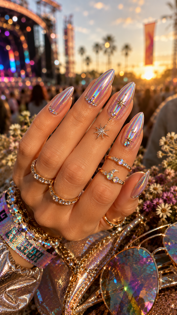 🥇 Best 1 Holographic Chrome Lollapalooza Nails