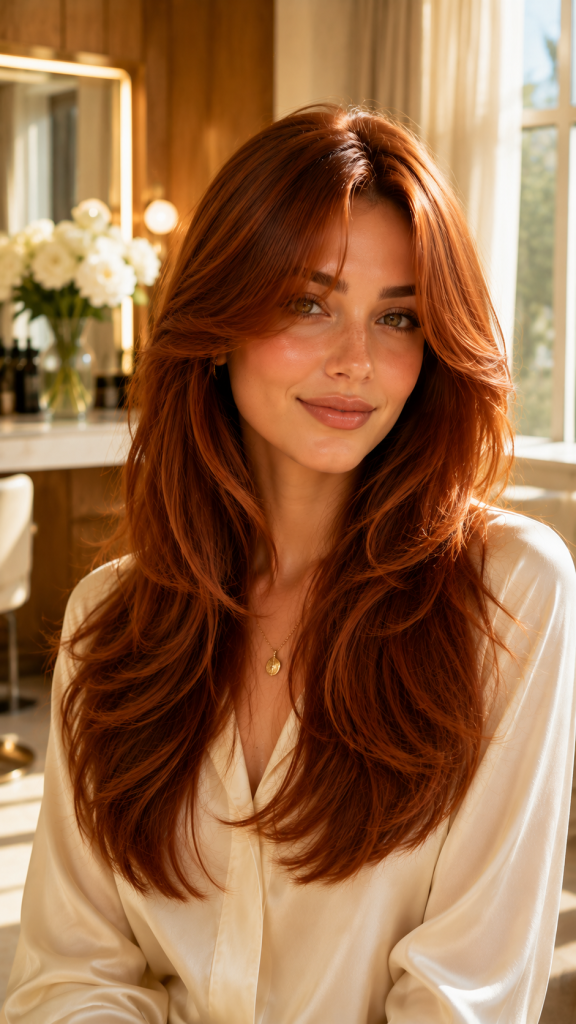 🥇 Best 1 Rich Cinnamon Copper Curtain Bangs