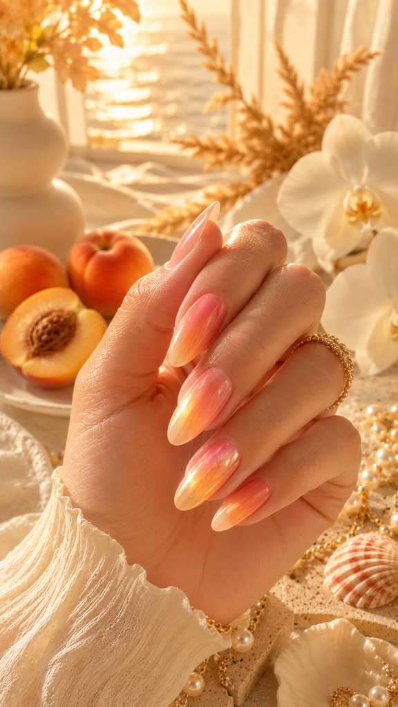 🥈 Best 2 Golden Sunset Ombre Nails