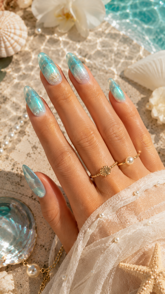 🥈 Best 2 Ocean Glass August Nails