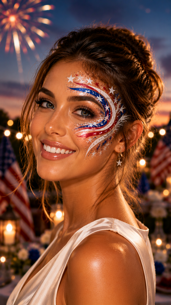 🥉 Best 3 American Flag Inspired Artistic Face Painting