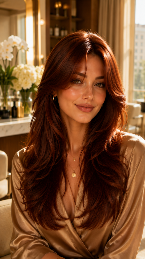 🥉 Best 3 Deep Auburn Copper Curtain Bangs