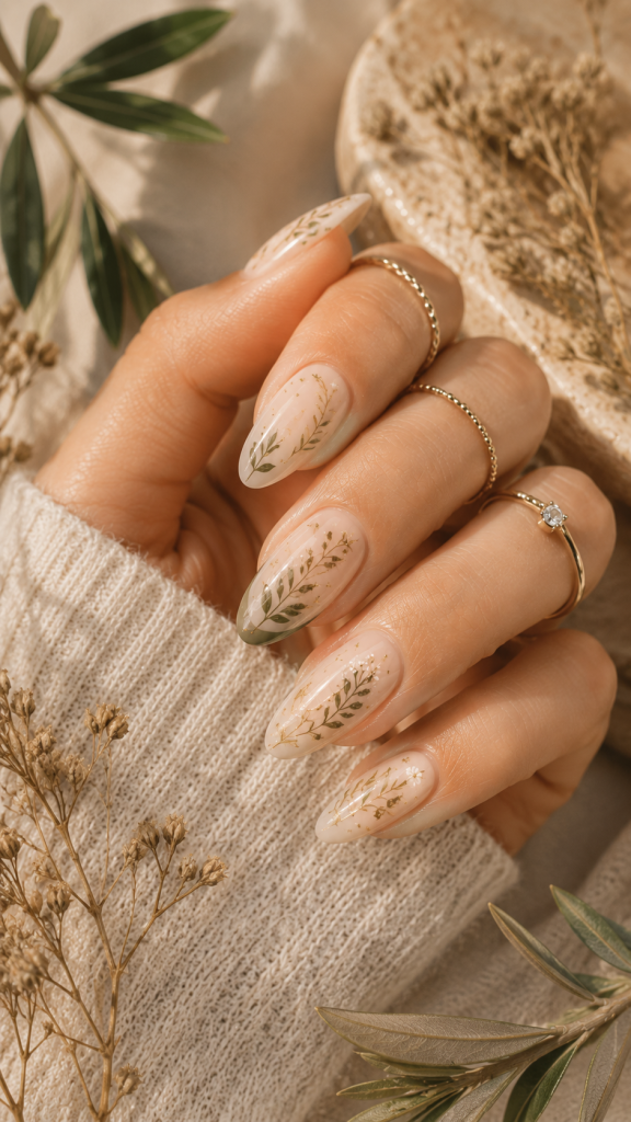 🥇 Best 1 Botanical Virgo Season Nails With Delicate Earthy Details
