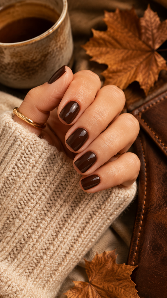 🥇 Best 1 Chocolate Espresso Short Fall Nails for Quiet Luxury