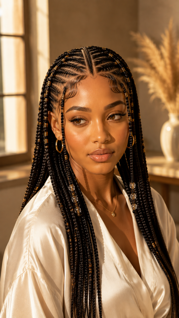 🥇 Best 1 Classic Center Part Fulani Braids Front Design
