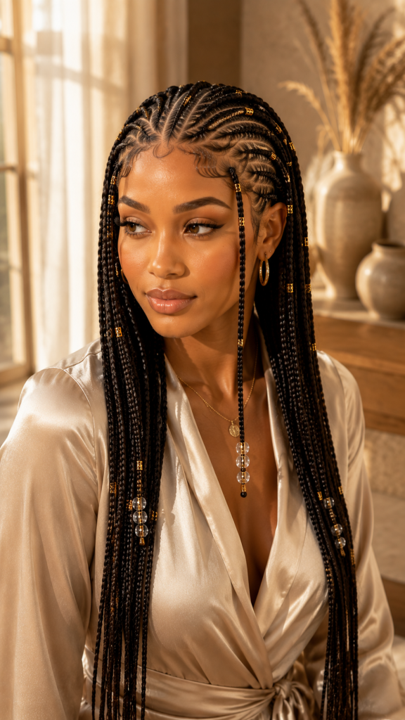 🥈 Best 2 Curved Tribal Fulani Braids Front Design