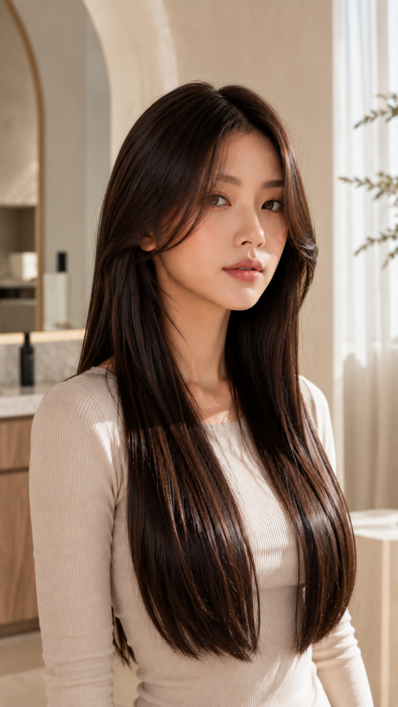 🥈 Best 2 Invisible Long Curtain Bangs Straight Hair