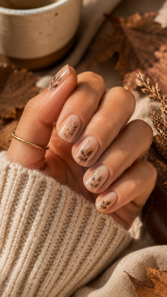 🥉 Best 3 Botanical Neutral Short Fall Nails for Soft Seasonal Elegance
