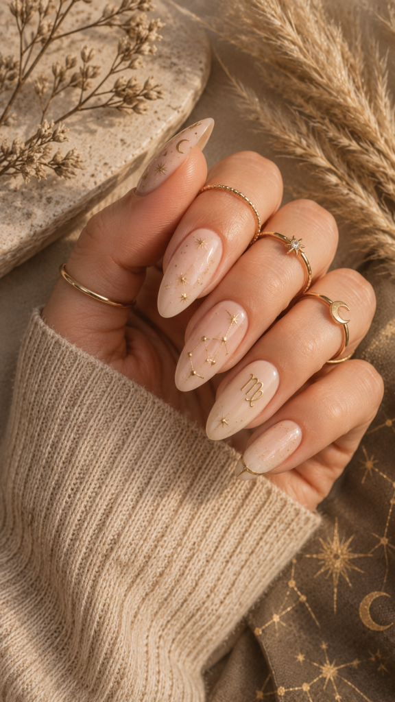 🥉 Best 3 Celestial Virgo Season Nails With Tiny Constellation Details