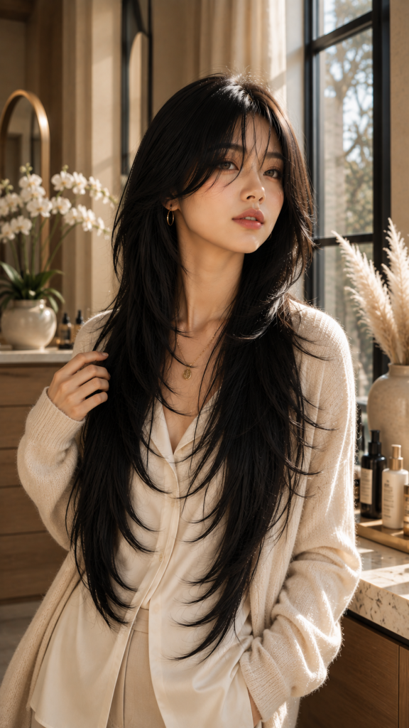 🥉 Best 3 Long Layered Straight Hair Wolf Cut Styles
