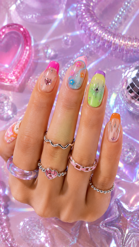 🥉 Best 3 Mix and Match Colorful Y2K Nails for Maximum Personality