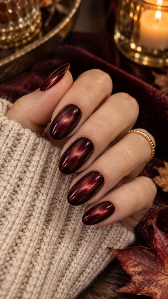 🥇 Best 1 Black Cherry Velvet Halo Maroon Fall Nails