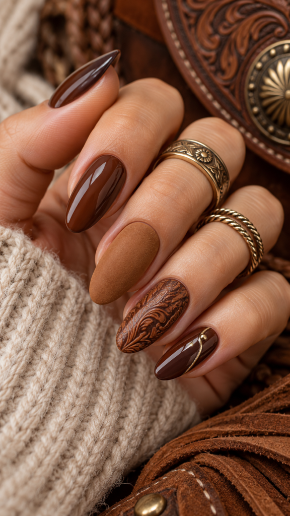 🥇 Best 1 Western Fall Nails With Burnished Saddle Leather Details