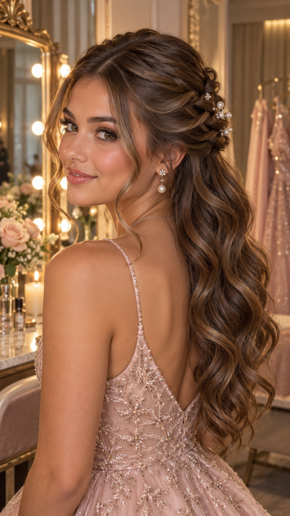 🥇 Top 1 Romantic Half Up Waves With Twisted Details