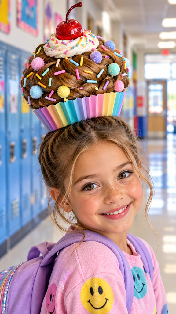 🥉 Best 3 Wacky Hair Day Ideas With a Giant Cupcake Sprinkle Bun