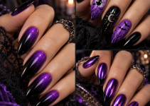 Best 3 Black and Purple Halloween Nail Designs That Look Dark and Magical