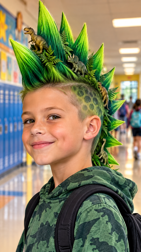 🥇 Top 1 Crazy Hair Day for Boys With a Giant Dinosaur Spike Mohawk