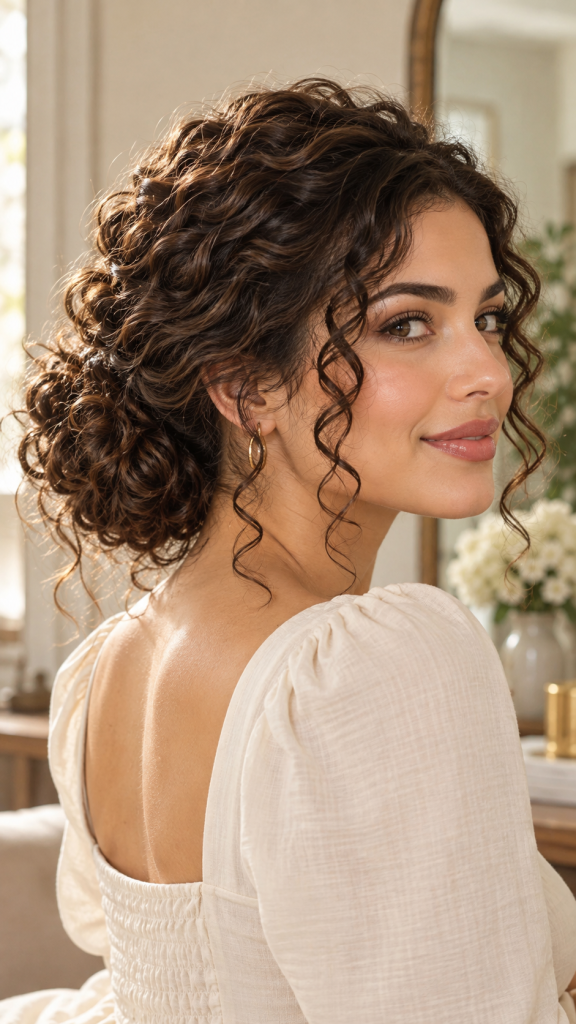 🥈 2 Effortless Curly Low Bun for a Chic and Elegant Appearance