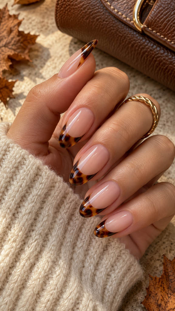 🥈 Best 2 Fall Nails Classy With Espresso Tortoiseshell French